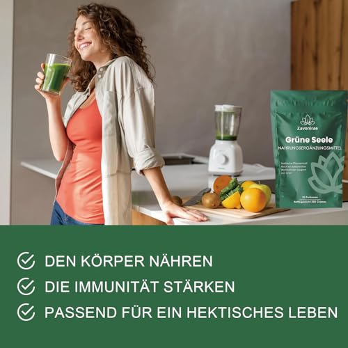 Grüne Entgiftungspulver, Superfood Pulver Helfer, 200g Greens Pulver, Pflanzenpulver mit Matcha, Gerstengras, Heidelbeeren, Rich in Macronutrients, Micronutrients & Fiber