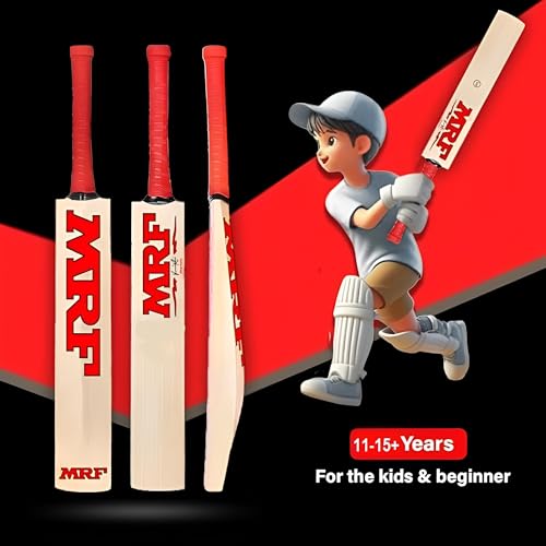 Image of RKR Wooden Popular Willow Kids Cricket Bat Size 6 with 1 Tennis Ball for 11-15 Year Kids Combo Pack