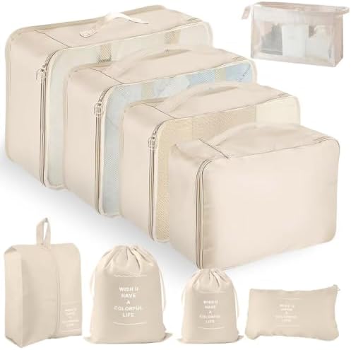 Organizer Valigia, 9 Pezzi Packing Cubes, Organizer Viaggio Salva...