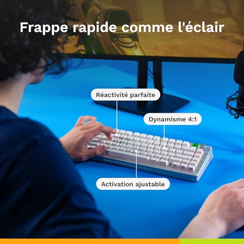 Glorious Gaming GMMK 3 : Clavier réactif, Effet Hall, taux de Polling 8K, switches MX et magnétiques (Hot Swap), Clavier 100%, Joints modulaires, Capuchons doubleshot PBT, française AZERTY - Noir – Image 3