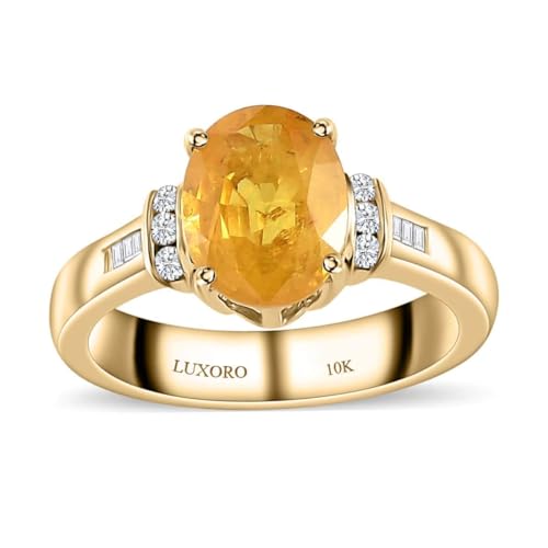 LUXORO Shop LC Yellow Sapphire White Diamond Oval 10K Yellow
