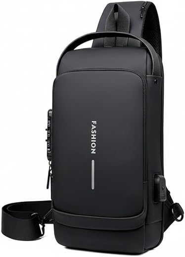 Lifety Waterproof USB Sling Bag for Men & Women – Anti-Theft Travel Crossbody Shoulder Bag with Built-in USB Charging Por...