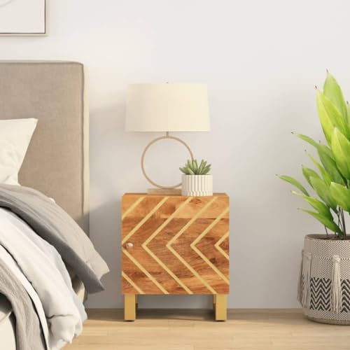 Vetnasa Mesita de Noche de Madera Maciza de Mango marrón y Negro Mobiliario, Mesas, Mesitas de Noche Marrón 9,15 KG