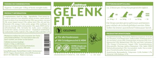 Schnüffelfreunde Gelenk Fit I Natürliche Gelenktabletten für Hunde zur Unterstützung der Knochen und Gelenke I Mit Grünlippmuschel, MSM und Kurkuma (150g - ca. 180 Stück)