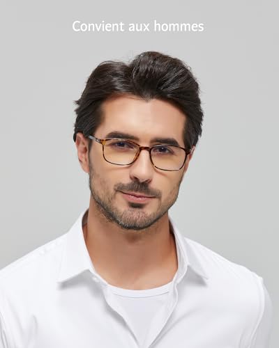 ANRRI Lunettes anti-lumière bleue anti-fatigue oculaire, filtre UV, monture légère (Classique Bleu) (Classique Bleu) (Tortue) – vue 3