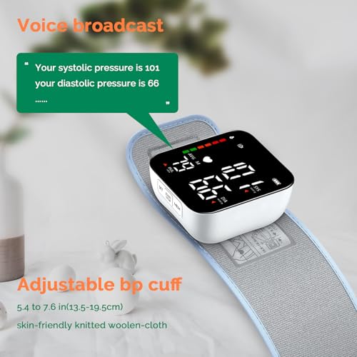 Greetmed Wrist Blood Pressure Monitor Automatic Talking Wrist Blood Pressure Cuff Digital Full Screen LED Display Bp Machine Adjustable Bp Cuff Voice Broadcast Health Care for Home Use - Thumbnail 5