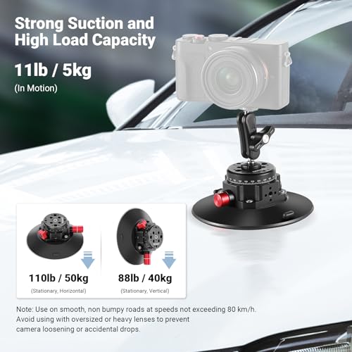 NEEWER 6" Suction Cup Camera Mount with Ball Head Magic Arm, 2 Pack Metal Mount for Camera/Action Camera/Phone, Air Pump Vacuum on Window Glass with 1/4" 3/8" ARRI Mounting Holes, CA013 by NEEWER - Image 2