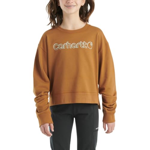 Carhartt CA7073 Little Toddler Girls' Long-Sleeve Logo Sweatshirt (Toddler/Youth), Brown - Toddler 4