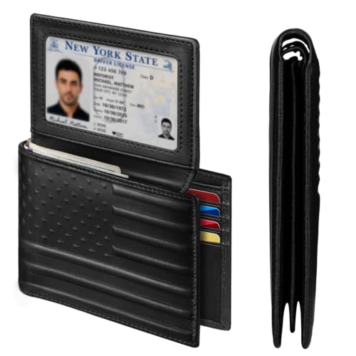 Image of RUNBOX Wallet for Men Leather RFID Blocking Bifold Front Pocket Wallet