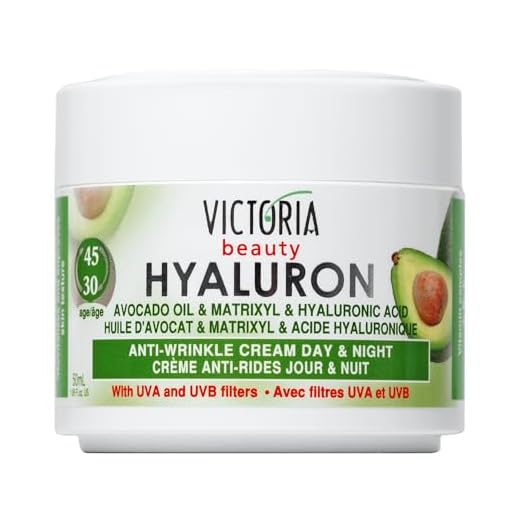 Victoria Beauty - Ácido hialurónico, crema antiarrugas, día y noche, crema de aceite de aguacate y Matrixyl con filtro UV para mayores de 30 años - 50 ml