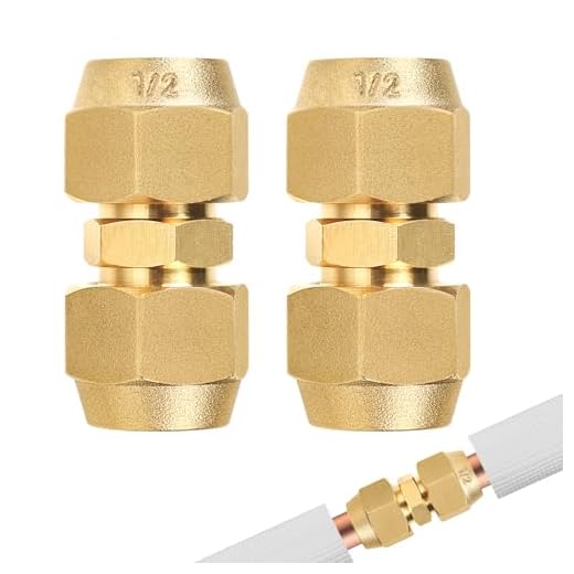 SUPAWAY 2 unidades Extensión de tubo de cobre para aire acondicionado, 1/2 pulgadas accesorio climático, boquilla doble para tubos de cobre, no requiere soldadura, conector de tubo de cobre (12,7mm)