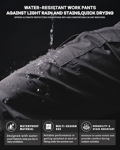 Image of CNBQDD Mens Work Pants Ripstop Waterproof Cargo Pants for Men with 7 Pockets Tactical Hiking Pants