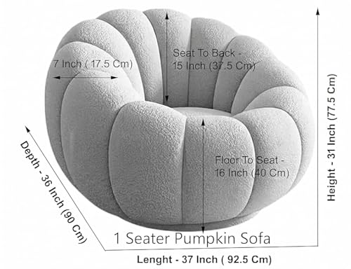 Image of CRAFTCITY Pumpkin Style Wooden Sofa | Contemporary Wool Sofa with Swen Pillow Back for Living Room (Sea Green, 4 Seater)
