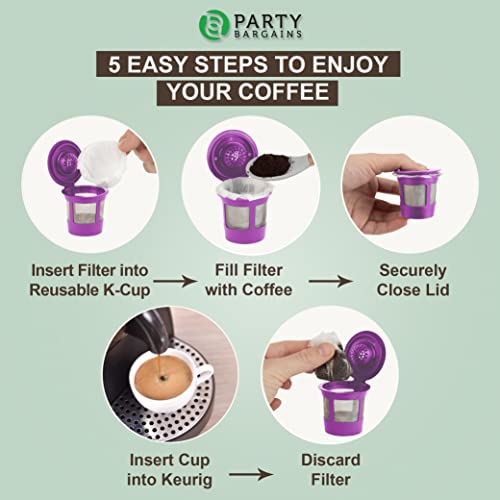 Party Bargains 300 Paper Coffee Filters - White Classic Design Single-Use Coffee Filter Compatible For Keurig 1.0 & 2.0, Perfect Size And Quantity #TOP3