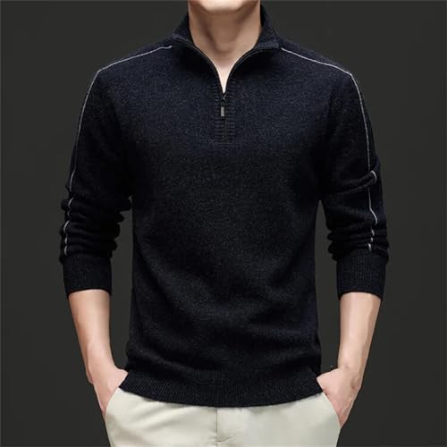Men’S Casual Wool Warm Turtleneck Pullover Sweater Thick Long Sleeve Half-Zip Knit Jumper Tops4