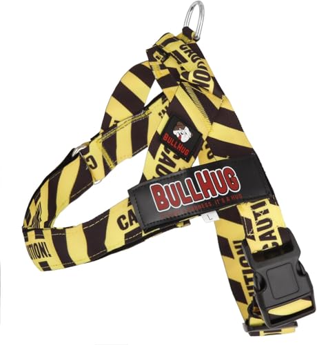 BULLHUG Harness  Made for Larger Chested Dogs Like English Bulldogs, French Bulldogs, Pugs & More. Stops Dogs from Pulling & Choking on Walks (Caution, Small)