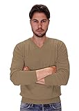 cashmere MARIA DI RIPABIANCA Herrenpullover mit V-Ausschnitt 100% Kaschmir Made in Italy (Taupe, 54)