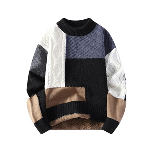 Men's Thick Knitted Sweater - Fashion and Comfortable Warm Casual Wear Long Sleeved Round Neck Sweater for Winter
