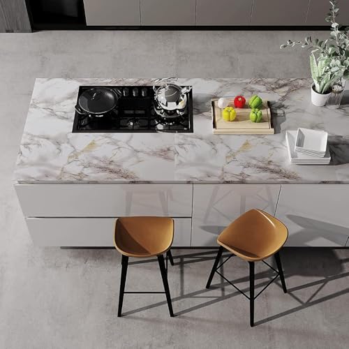 Image of HOME13 Marble Wallpaper Self Adhesive Wallpaper Waterproof Marble Sticker Removable Wallpaper Kitchen Cabinet Countertop (Creamy Gold Marble, 2 Feet x 12 Feet)