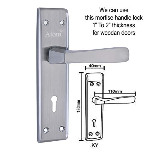 Image of Atom Heavy Duty Mortise Door Lock for Bedroom, Living Room, Main Door, Chrome Platted Matt Finish | 3 Keys | 6 Lever Double Stage Lockset for House Hotel Office(1002KY)