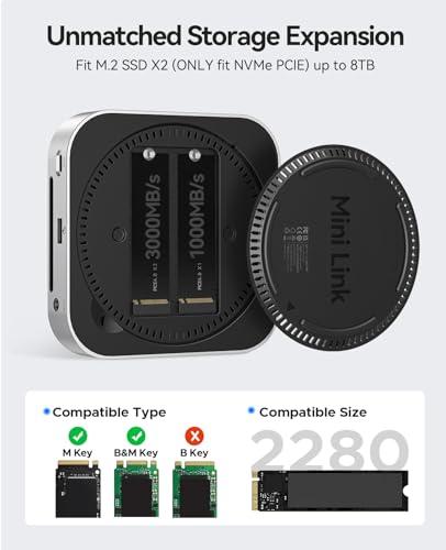 Image of ORICO MiniLink 40Gbps Mac mini M4 Dock, 7-in-1 USB 4 Docking Station with Dual NVMe M.2 SSD Slots, 10Gbps USB-A Expansion Ports, SD /TF 4.0 Card Readers for Mac mini-M47P