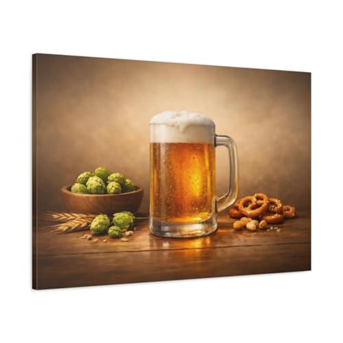 Chope de bière vintage impression sur toile 90x60cm pour déco bistrot