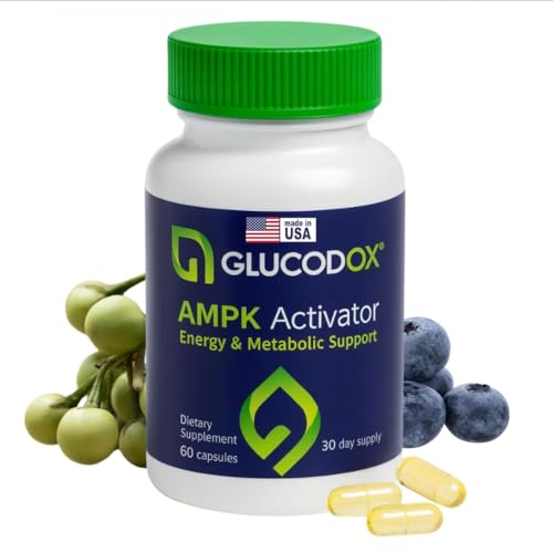 GlucodOX AMPK Activator Supplement AMPK Enzyme Metabolism Booster Guggul Supplement for Body Management & Longevity Vegan Metabolic Support - 30 Day Supply (60 Capsules)