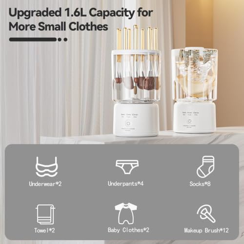 Image of Portable Mini Washing Machine, Underwear Washing Machine Small Clothes Washer Makeup Brush Cleaner (White)