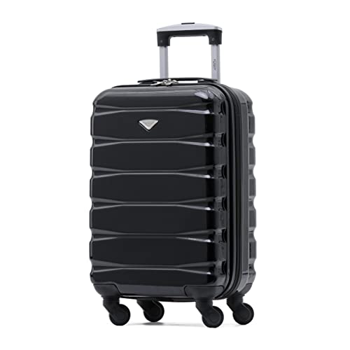 Flight Knight Lightweight 4 Wheel ABS Hard Case Small Suitcase Approved for Over 100 Airlines Including easyJet, British Airways, Ryanair, Jet2, Emirates & Many More - Carry On 55x35x20cm