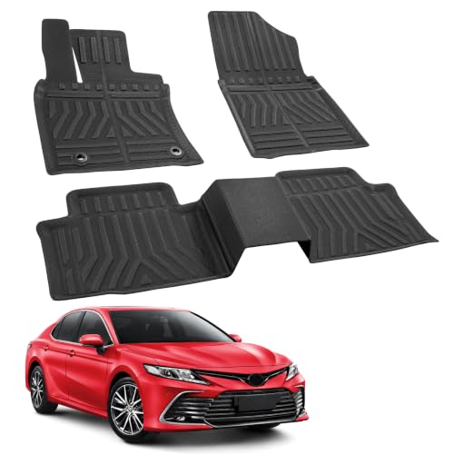 Image of Car Floor Mats for Toyota Camry 2018-2024 FWD Not for AWD & Hybrid 3 PCS | Smart Package Factory Direct XPE Material All Weather Easy-install Odorless Waterproof No Trim Non-slip Easy-clean Durable