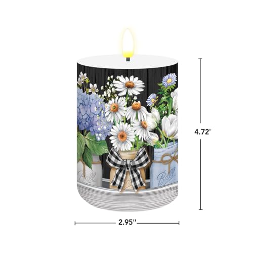 Image of Briarwood Lane Spring Flameless Candle 6x3 Crated Mason Jars Flameless Candle with Timer for Spring
