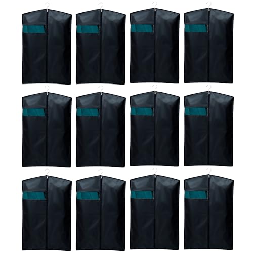 Image of Men's Coat & Blazer Cover | Fold-Over Rexin Garment Bag | Durable, Dustproof, Moisture-Proof Protector for Suits, Jackets & Formal Wear | Black | Set of 12 | Height-36 inch