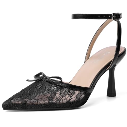 Image of Susanny Heels for Women Stiletto Closed Pointed Toe Backless Dress Shoes High Heels Sexy Kitten Pumps Wedding Guest Party Dance Prom Dressy Comfort Shoes