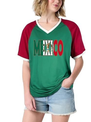 Brazil Shirt for Women Soccer Jersey Short Sleeve Shirts Brazil Jersey Contrast Binding V Neck Plus Tee Tops