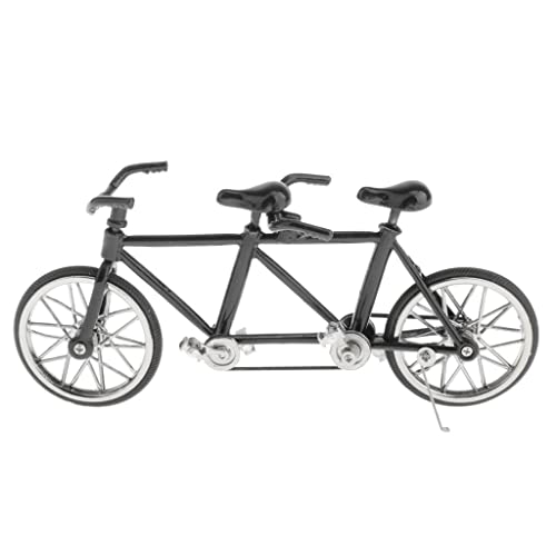 TTETTZ Bicicleta Tándem Modelo Miniatura Juguete de Aleación Decorativa Coleccionable Artesanía para Niños Colegas Hogar Exhibición, Negro Completo