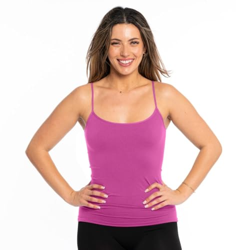 Image of Malibu Sugar Womens Camisole Tank Tops - Seamless Fitted Spaghetti Strap Cami Stretch Basic Womens Camisole for Layering XS-M