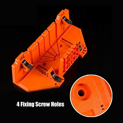 Miter Box, Woodworking Clamping Mitre Saw Box Precision Hand Mitre Box with 22.5° 45° 90 ° 0° 4 Angle Slot Types and Double Sided Teeth for Accurate Cutting, 14 x 4.3 x 5.9inch