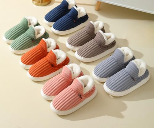 Women Men Ankle Bootie Slipper Comfy Fleece Lined Memory Foam Slippers Comfort Warm Fluffy Faux Fur Slipper Boots Puffy Cozy Stylish Slippers Winter Non Slip House Shoes for Indoor Outdoor2