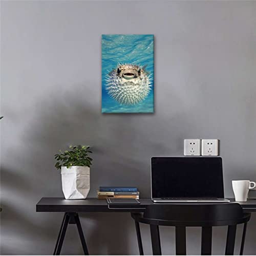 Canvas Wall Art Puffer Fishes Bahamas Framed Oil Paintings On Canvas Wall Art Abstract Art Canvas Paintings Picture Wall Art Modern Wall Decor For Bedroom Living Room Home Wall 12X18Inch #TOP1