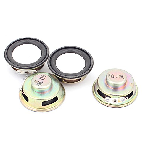 uxcell 4 Pcs 40mm 8Ohm 3W External Magnetic Speaker Loudspeaker Gold Tone