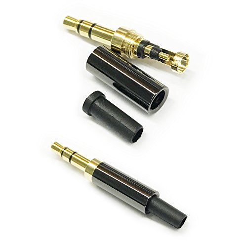 ABLET 2 Pack Gold 1/8' 3.5mm 3 Pole TRS m&auml;nnlich Reparatur Kopfh&ouml;rer Buchse Stecker Metall Audio L&ouml;ten Headset Stecker Schwarz