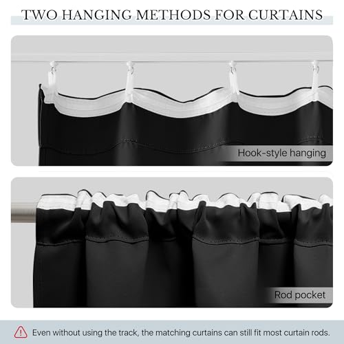 Image of RYB HOME Room Divider Curtains with Straight Ceiling Track, Heavy Duty Blackout Privacy Sliding Partition Panel for Bedroom /Living Room /Basement /Sliding Glass Door, W100xL90, Black, 1 Panel