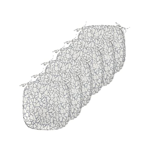 Lunarable Abstract Chair Seating Cushion Set of 6, Terrazzo Flooring