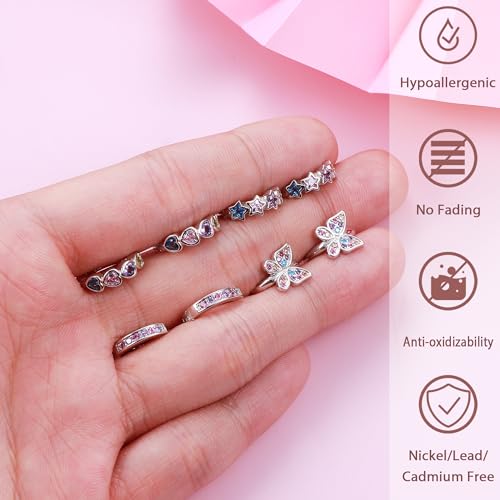 Yadoca HZHENG-YADC-LS149-CUTEHOOP4-C 4Pairs Hypoallergenic Small Hoop Earrings For Girls - 925 Sterling Silver Post Huggie Hoop Earrings thumb #6