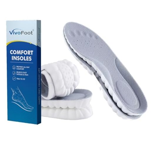 VivoFoot Memory-Schaumstoff-Einlegesohlen, Anti-Ermüdung, Schmerzlinderung, Alltag, Arbeit, Sport, Laufen, Komfort-Schuheinlagen, Schaumstoffkissen, Ersatzeinlagen (EU41-46,Grau)