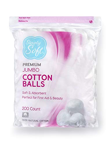Simply Soft Premium Cotton Balls, 100% Pure Cotton, Absorbent, 200 Count (Pack Of 3) #TOP1