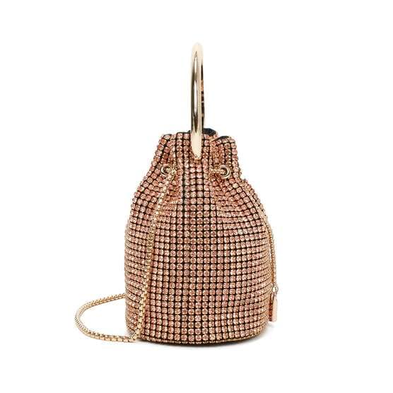 Sac à main rond en métal de luxe rigide rigoureusement ciselé pour femme - 3