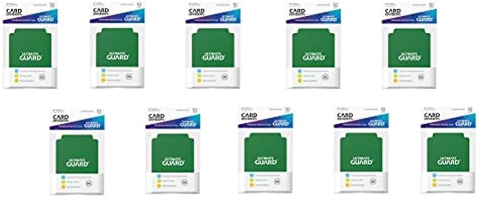 10 Packs Ultimate Guard Green Card Dividers (10) Standard Size Display Case
