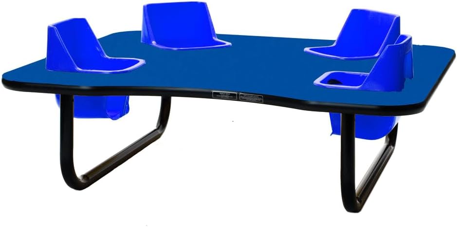 4-Seat Low Height Space Saver Feeding Table, Gray Glace Top,Sand Seats