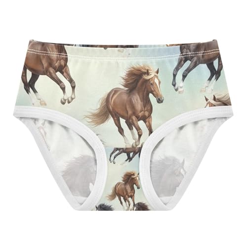 Toddler Girl Briefs, Running Horses Girls' Cotton Brief Underwear, 2–8 Years